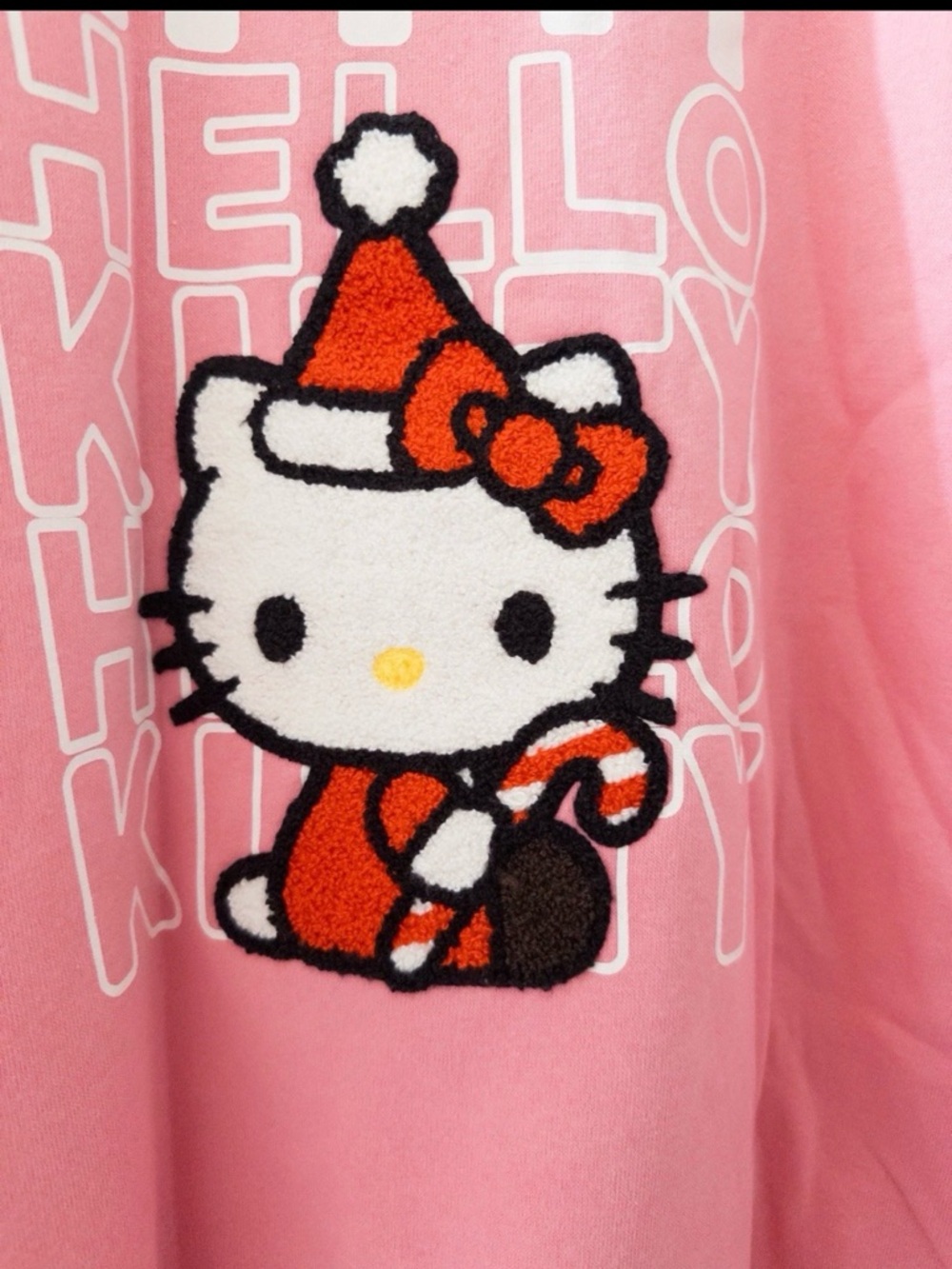 Hello Kitty Pink Graphic Sweatshirt Sz L candy cane - Picture 3 of 6